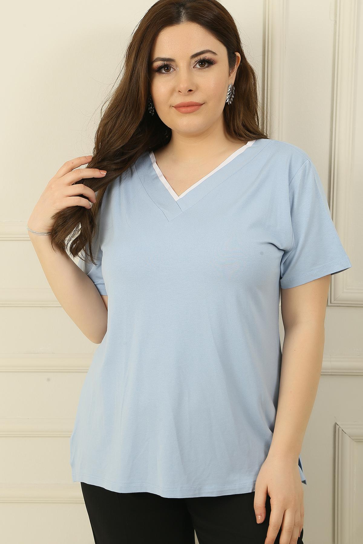 

Блузка больших размеров с двойным V-образным вырезом XXL синий