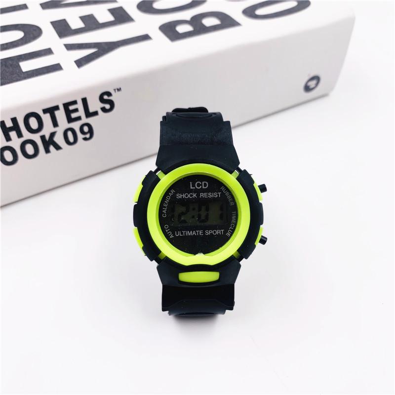 

Popular Kids Cartoon Electronic Watch - Black with Color Gem Dial for Boys & Girls