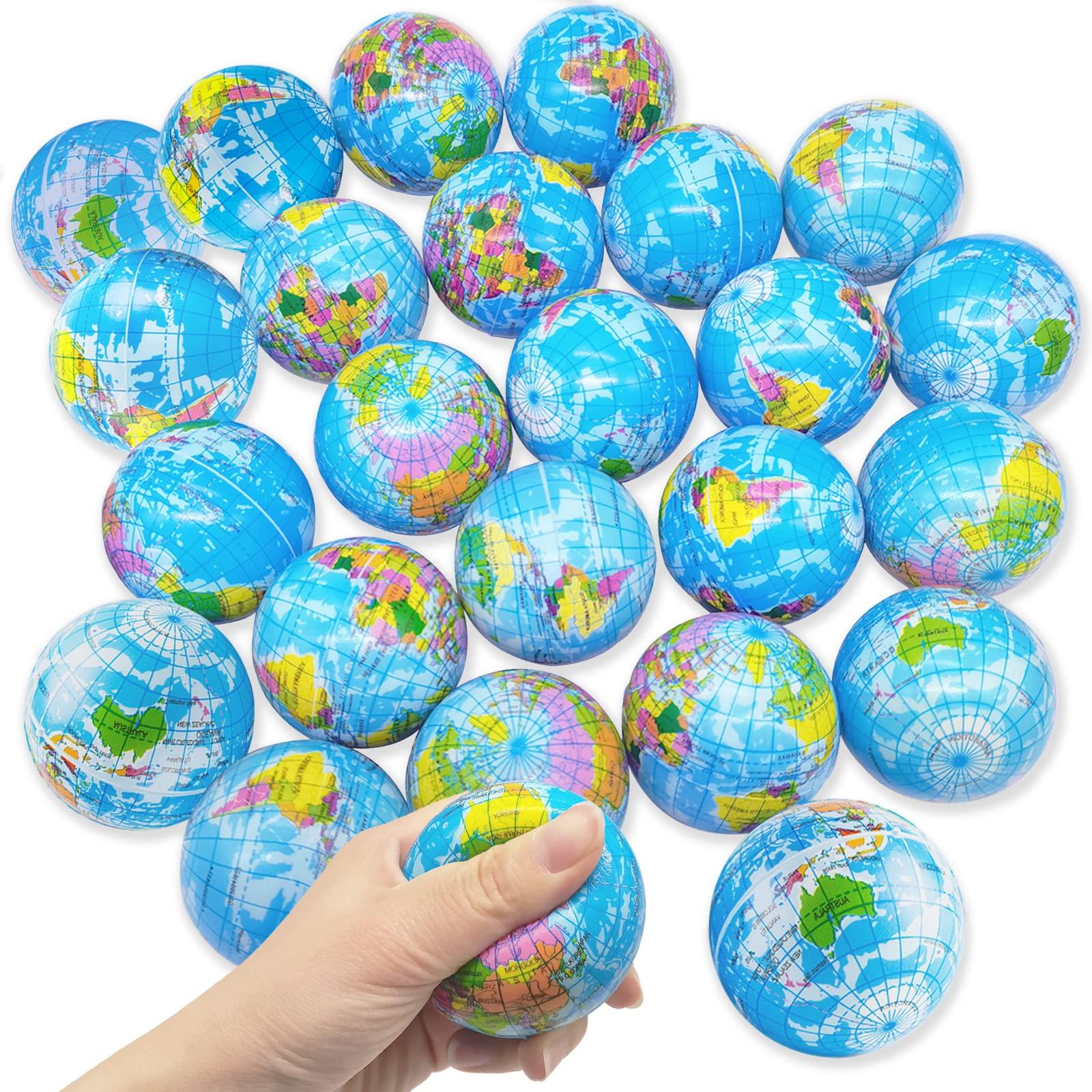 

Spherical squeeze ball 2.5 inch elastic earth ball gentle earth ball mini foam globe squeeze pressure ball designed for Children Birth Date -A9707