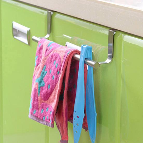 Hanger Punch-free Multifunctional Stainless Steel Towel Over Holder Scarf Hanger for Bathroom