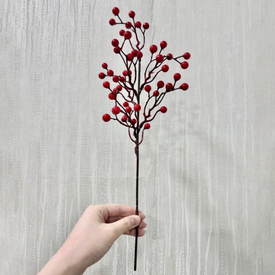 Artificial Red Berry Pick Christmas Holly Berries Stem Faux Plants Foam Berries Branch Xmas Holiday Wedding Party Home Decoration