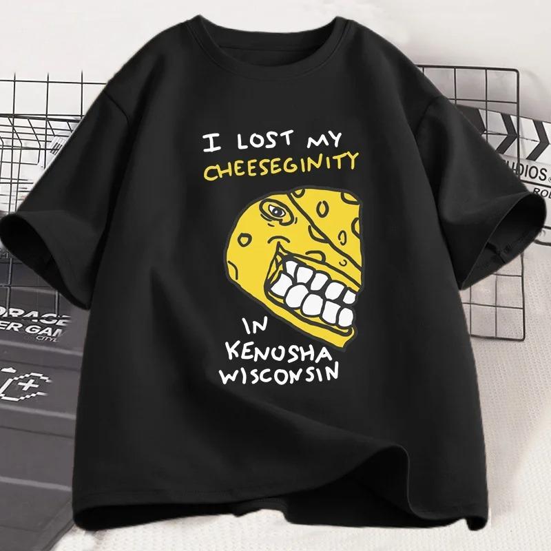

I Lost My Cheeseginity Womens Funny Graphic Tee Short Sleeve Casual Crew Neck Tee Funny Street Fashion Womenswear Graphic Y2K 4XL