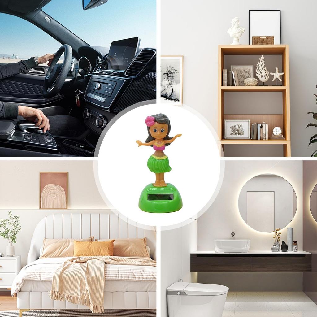 Pzuryhg Fun Solar Dashboard Decorations, Girls Solar Dashboard Ornaments, Hawaiian Girl Shaking Bobblehead for