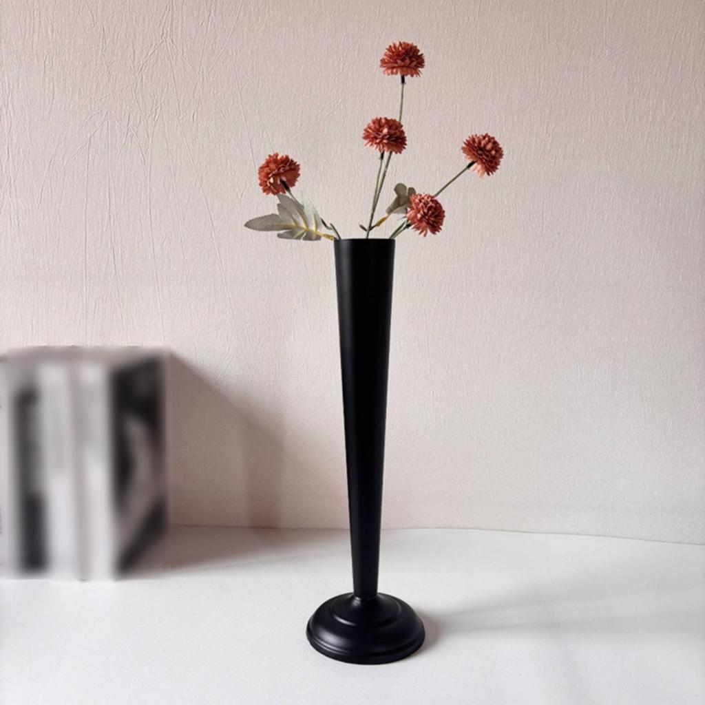 Black Metal Vase Minimalist Design Tall up to Date Style Home Decor for Hotel,