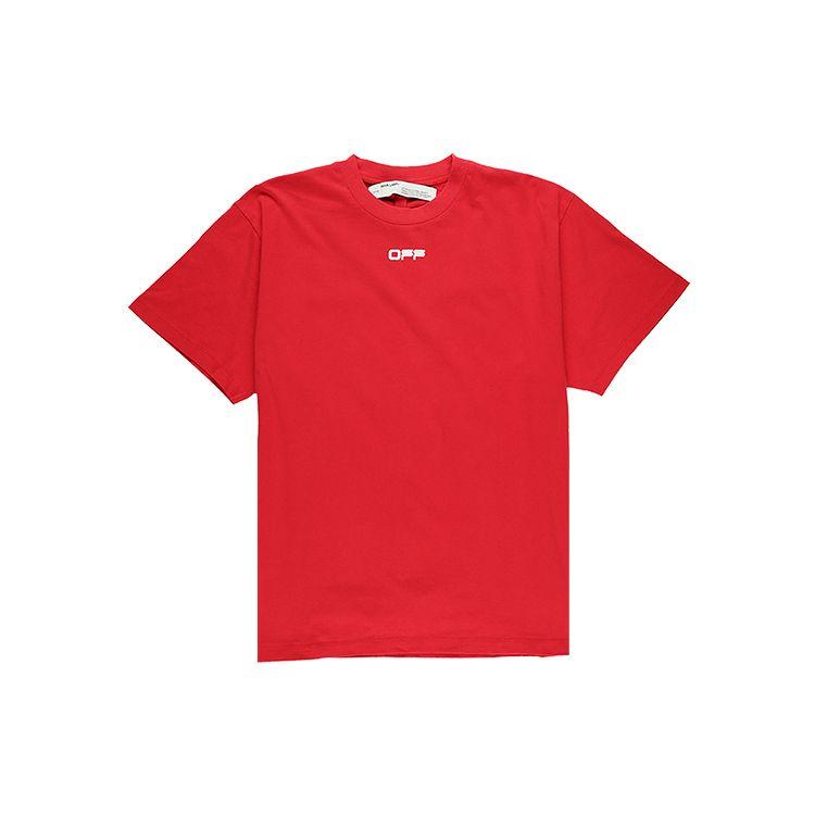Off-White SS20 Airport Tape Arrow Print Short Sleeve T-Shirt Men Tops Red OMAA038S201850032088