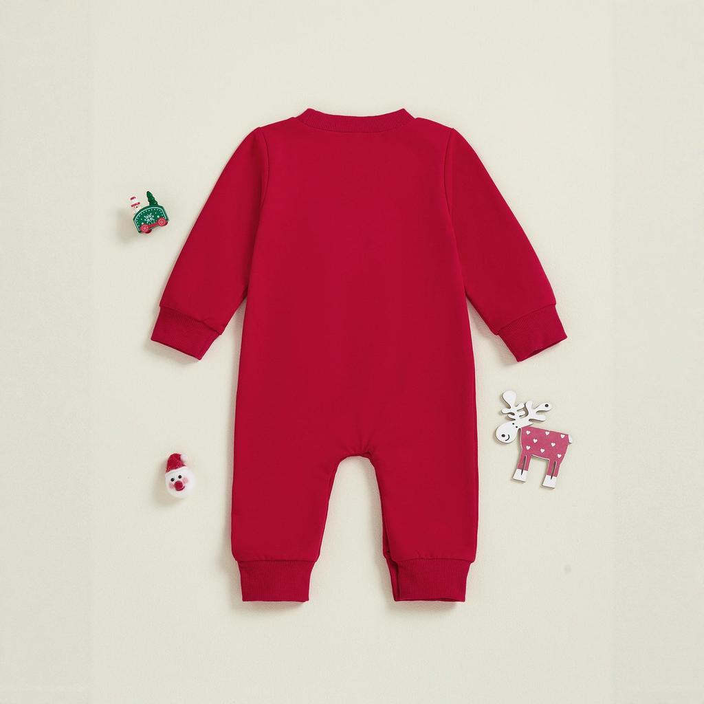 2025 Festive Bodysuit: Deer, Tree & Santa Applique Romper