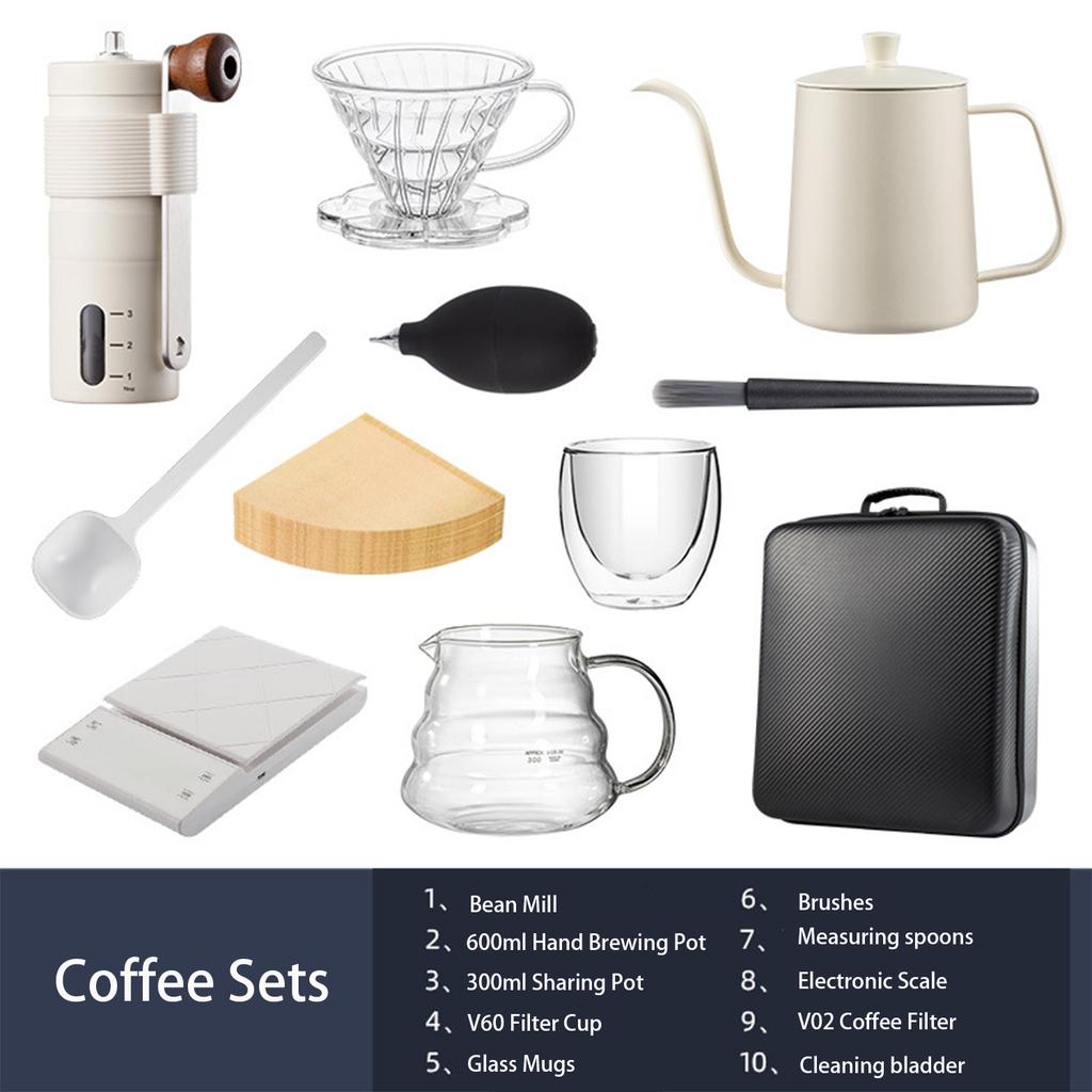 10-Piece Pour Over Coffee Set with Digital Scale, V60 Dripper, Coffee Server and Filter Paper