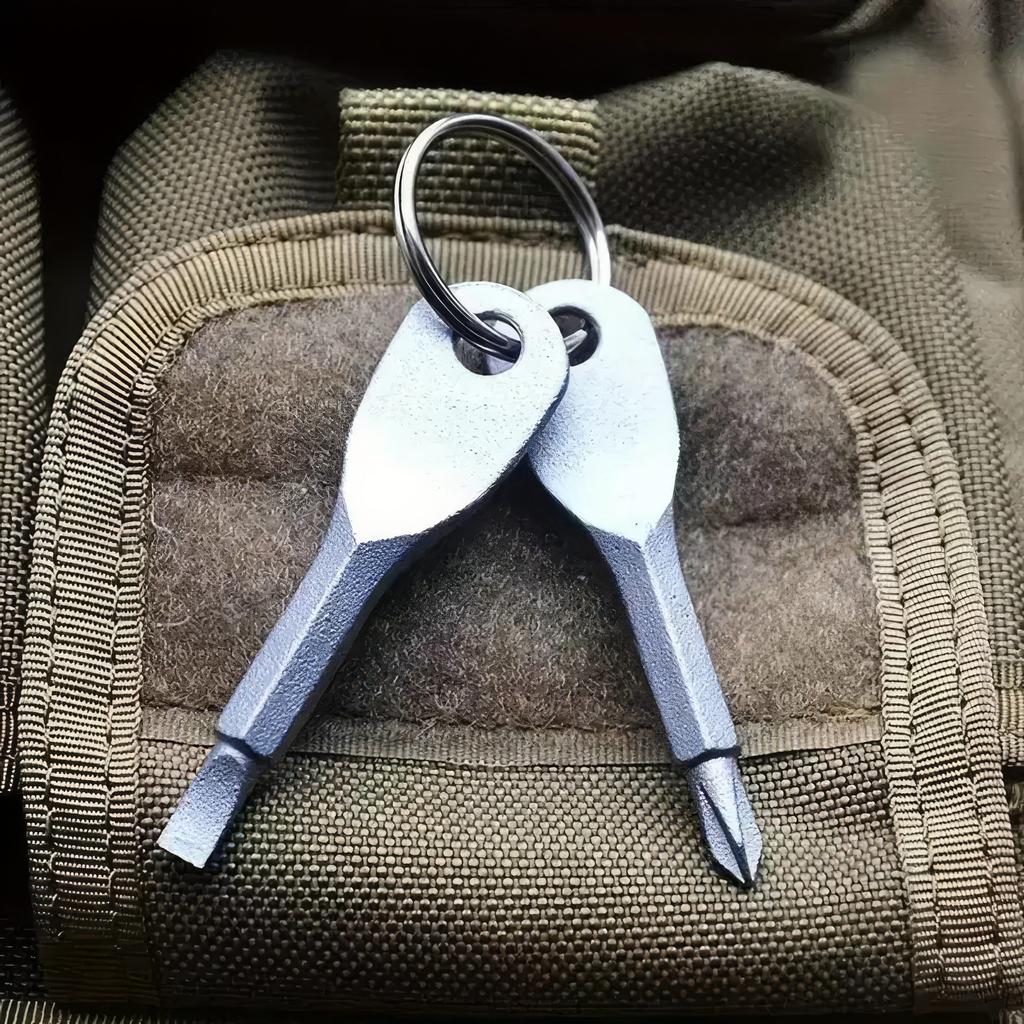 1 Keychain Screwdrivers in Black/silver, Portable Keychain Repair Tool, Suitable for Outdoor Camping Accessories
