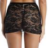 Jupe Dentelle Florale Femme Tissu Transparent Transparent Taille Mi-haute Ceinture Élastique Vêtement de Nuit Mini-jupe
