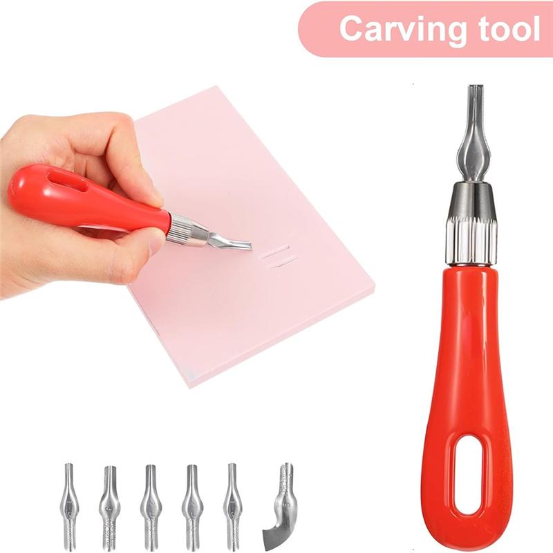 M-Modern-Rubber Block Stamp Carving Kit 4 Pack With Cutting Tools And Brayer Roller For Printmaking Crafts