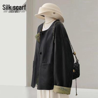 Sibaisha Women's New Chinese Style Round Neck Long Sleeve Jacket