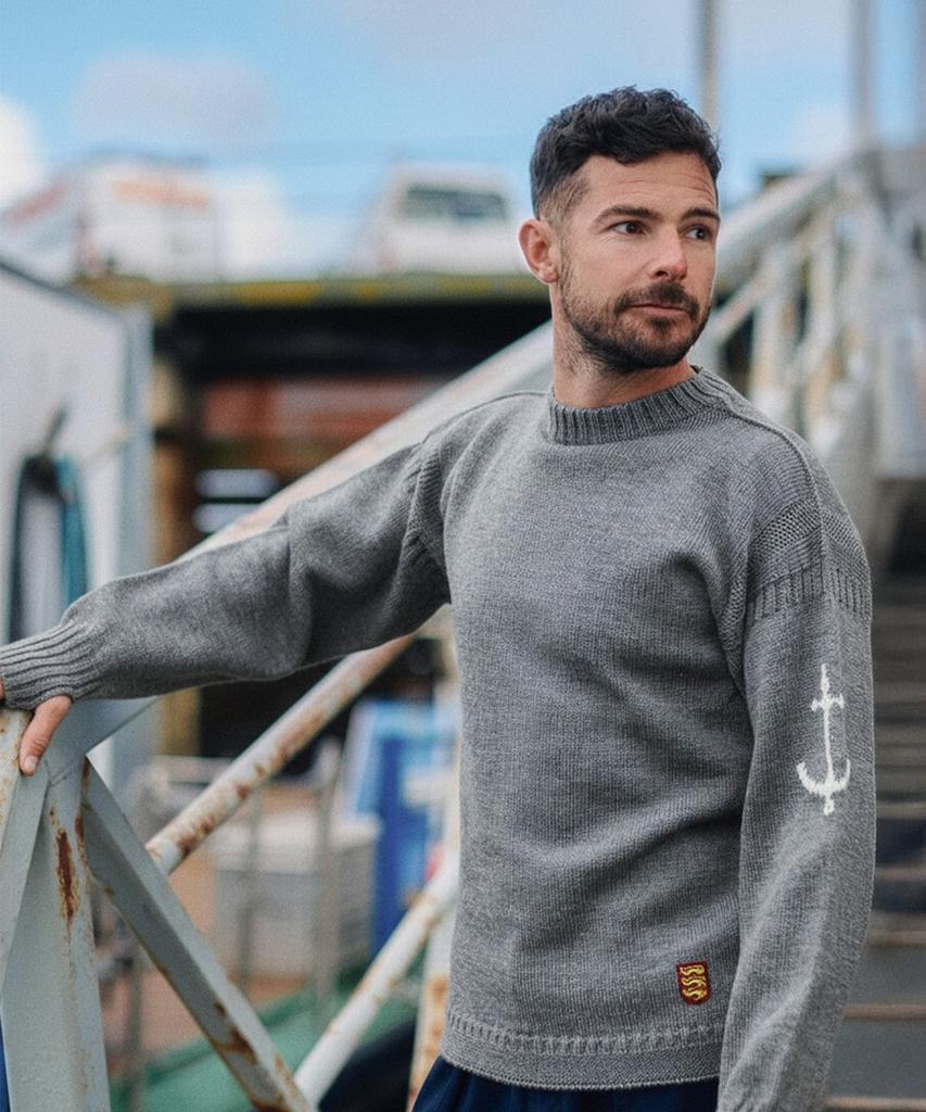 Geonjiulleunseu Fisherman Whole Garment Sweater - Mid Grey