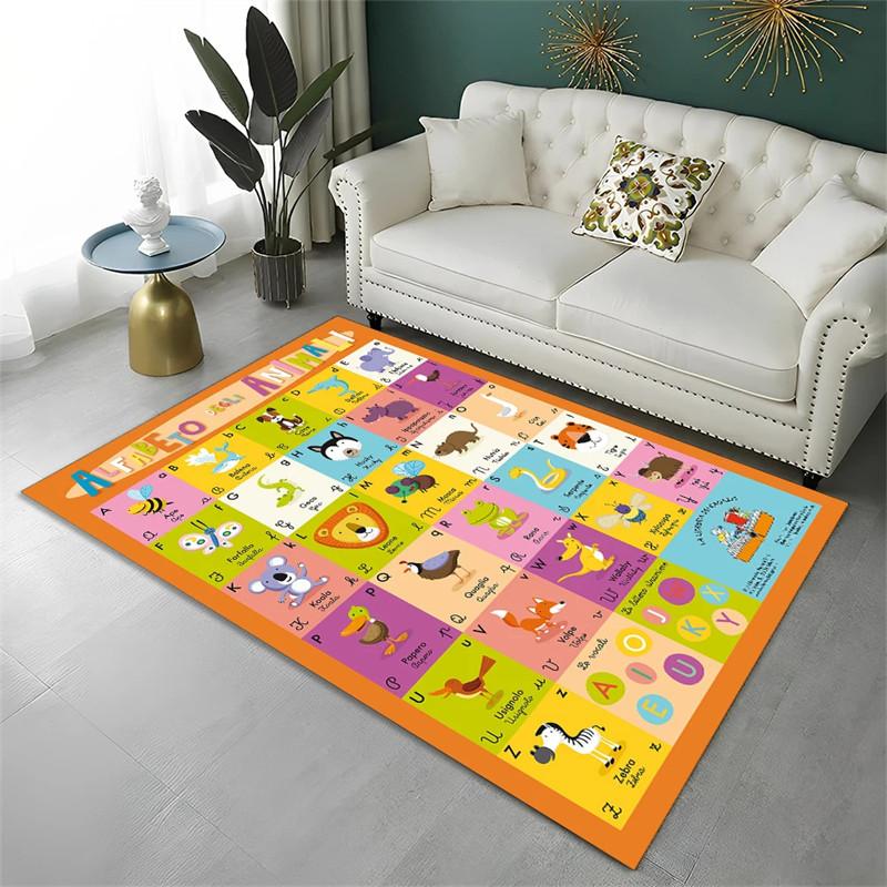Cartoon Alphabet Animal Carpet For Early Education Classroom Playroom Decor Children Crawling Area Rug Non-slip Bath Floor Mat