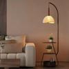 French Mid-Century Floor Lamp with Side Storage and Integrated Table Lamp for Living Room or Bedroom
