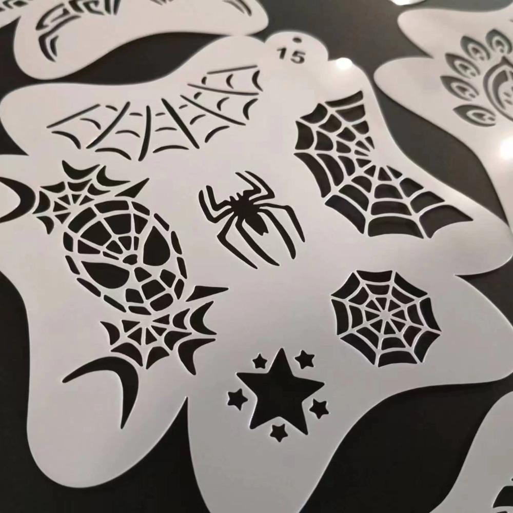 Stencils for Body Painting Face Art Halloween Party DIY Makeup Stamps Paint Template Temporary Tattoo Reusable Plastics Stencils