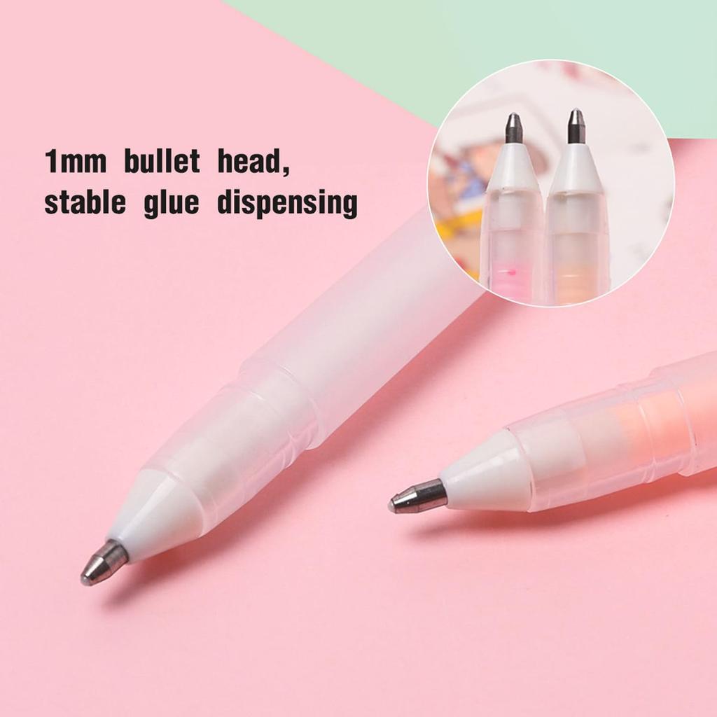 6pcs Ball Point Glue Pen with 6pcs Extra Glue Refills, Quick Drying, Kid-Friendly, Plastic, Pen, Craft, Art, School