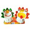 Okinawa Souvenir Lucky Charm Smiling Shisa Figurine Pair Mini Indoor Use Handmade - - - - - - (Green & Orange)