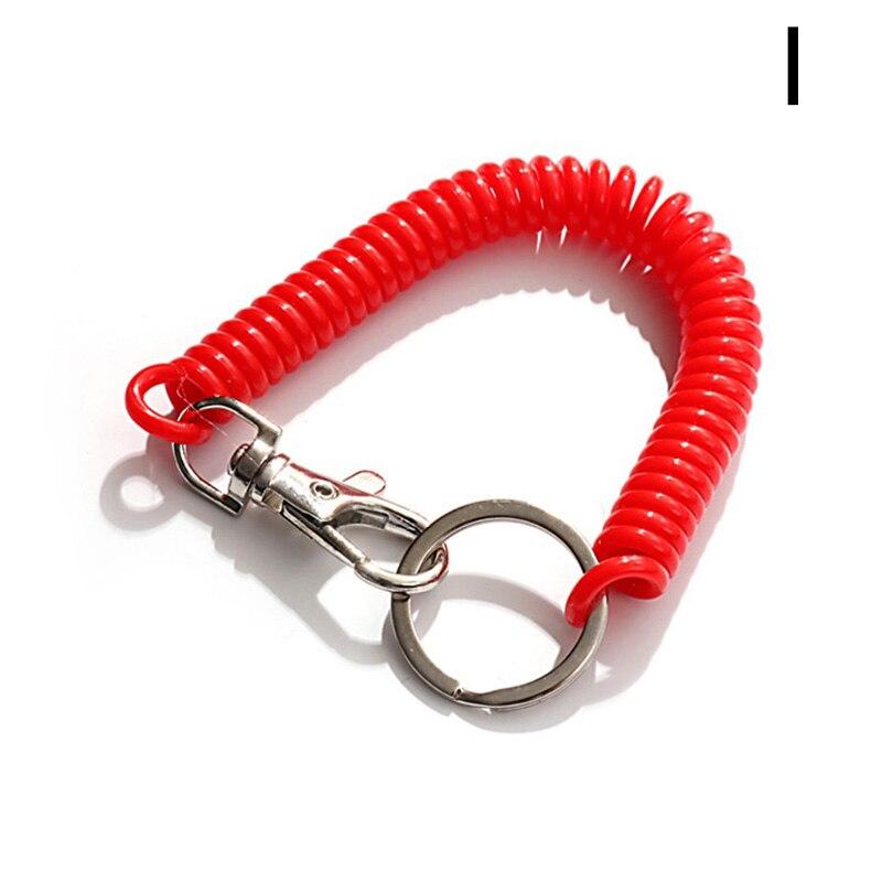 Elastischer Federseil-Schlüsselanhänger, Schlüsselanhänger, silberfarbener Metallkarabiner für Outdoor-Camping, Anti-verlorenes Telefon, Frühlings-Schlüsselanhänger