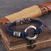 Men's Stainless Steel Rune Charm Bracelet Braided Rope with Easy Buckle Gift Jewelry In Wooden Box