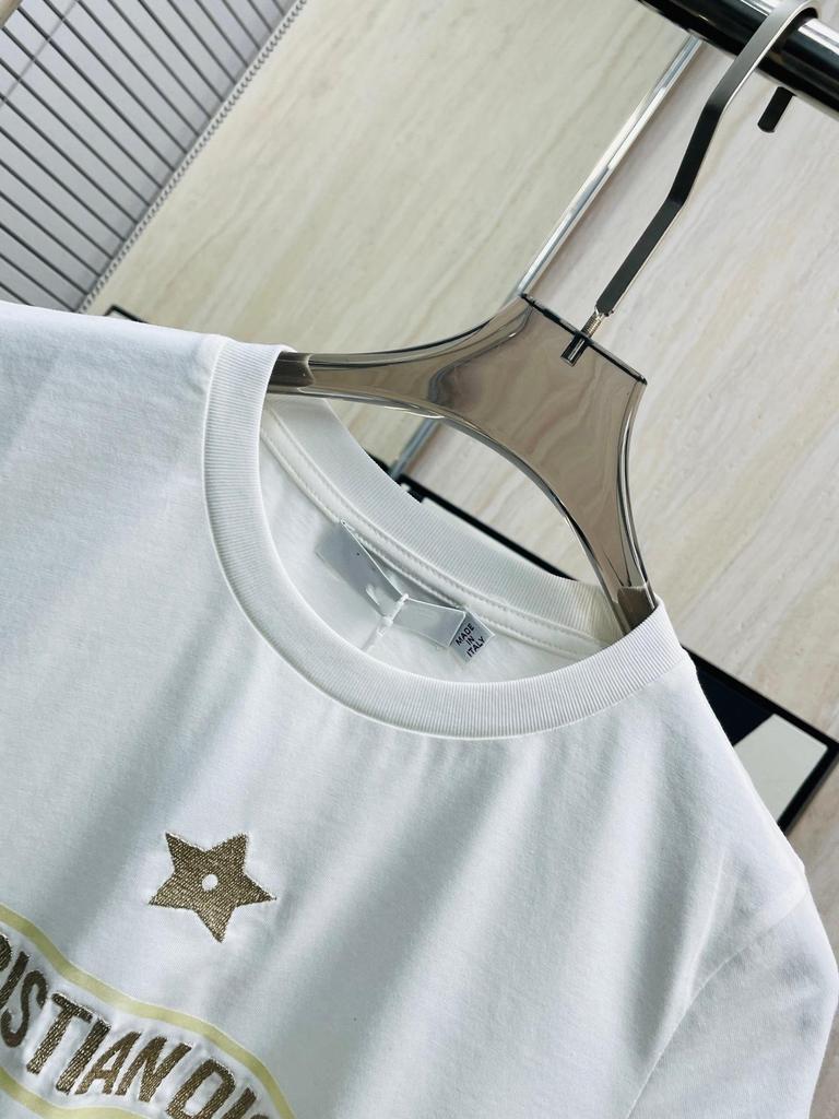 2025 High-End Women's Short Sleeve Embroidered Logo T-Shirt - Japanese & Korean Casual Style