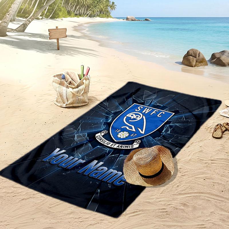 Sheffield Wednesday FC Personalisiertes Bedrucktes Strandtuch Fußballlogo Unterstützung Benutzerdefinierter Name Text Absorbierendes Handtuch Für Sport Reisen Besonderes Geschenk