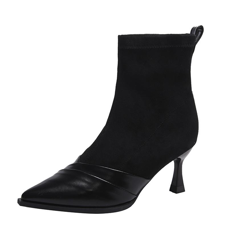 Winter Fashion Women Ankle Boots Suede Pointed Toe Sexy High Heels Shoes Designer Chelsea Boots 2024 Trend New Pumps Botas Mujer