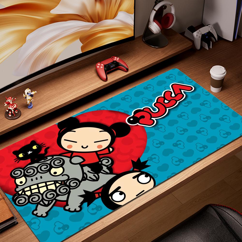 HYBXAXC Cute Garu Pucca Mouse Pad Non-slip Locking Edge DeskMat PC Laptop Accessories Rubber Office Keyboard Large XXL Carpet