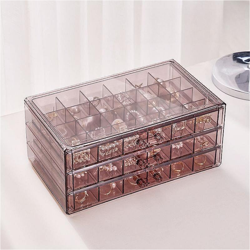 Non-Toxic Child-Safe Durable High-Quality 1pc 3-layer 72-grid Large-Capacity Ring Earrings Necklace Jewelry Storage Box