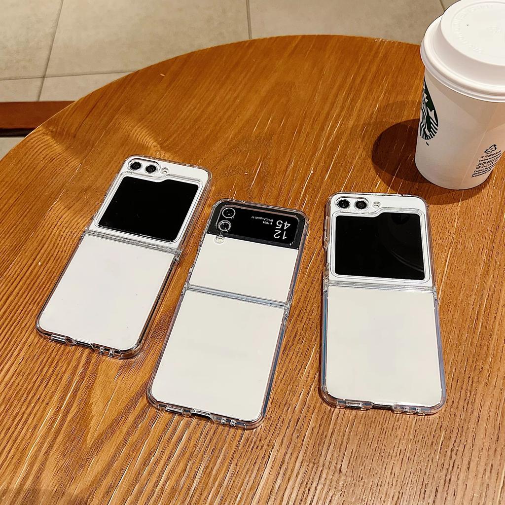 Soft TPU Clear Phone Case For Samsung Galaxy Z Flip 7 6 5 4 3 5G Folding Silicone Cover For Samsung Z Flip6 Flip5 Flip4 Flip7