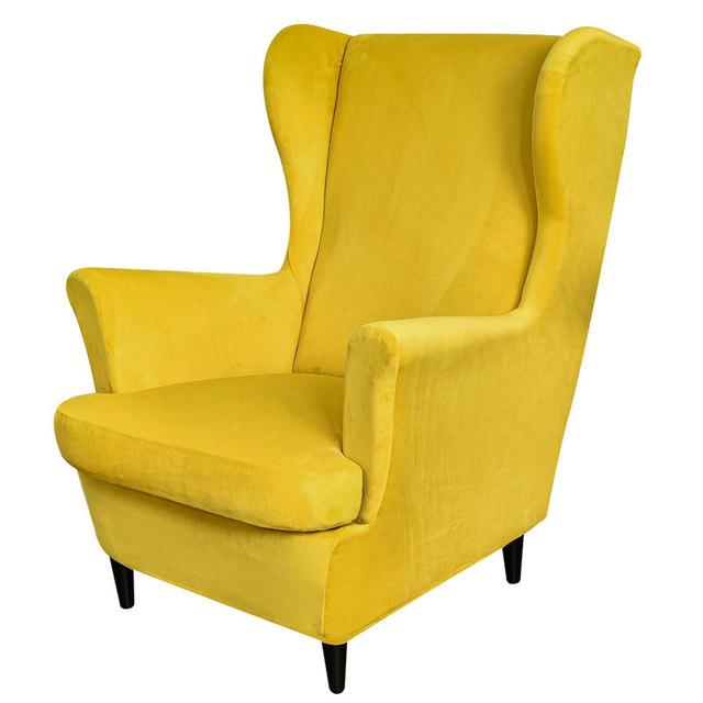 Velvet Sloping Arm King Back Chair Cover Elastic Armchair Wing Back Wing Sofa Back Chair Cover Stretch Protector Home Decor