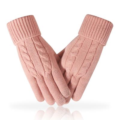 New Style of Winter Women's Knitted Gloves Plus Velvet Thickened Warm Gloves Outdoor Riding Touch Screen Gloves