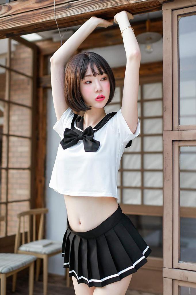 Sexy Sailor Erotic Adult Naughty Navel Short High School Cute Mini One Size Fits Black [SENMHS] Uniform, Underwear, Cosplay, Cosplay, Baring,