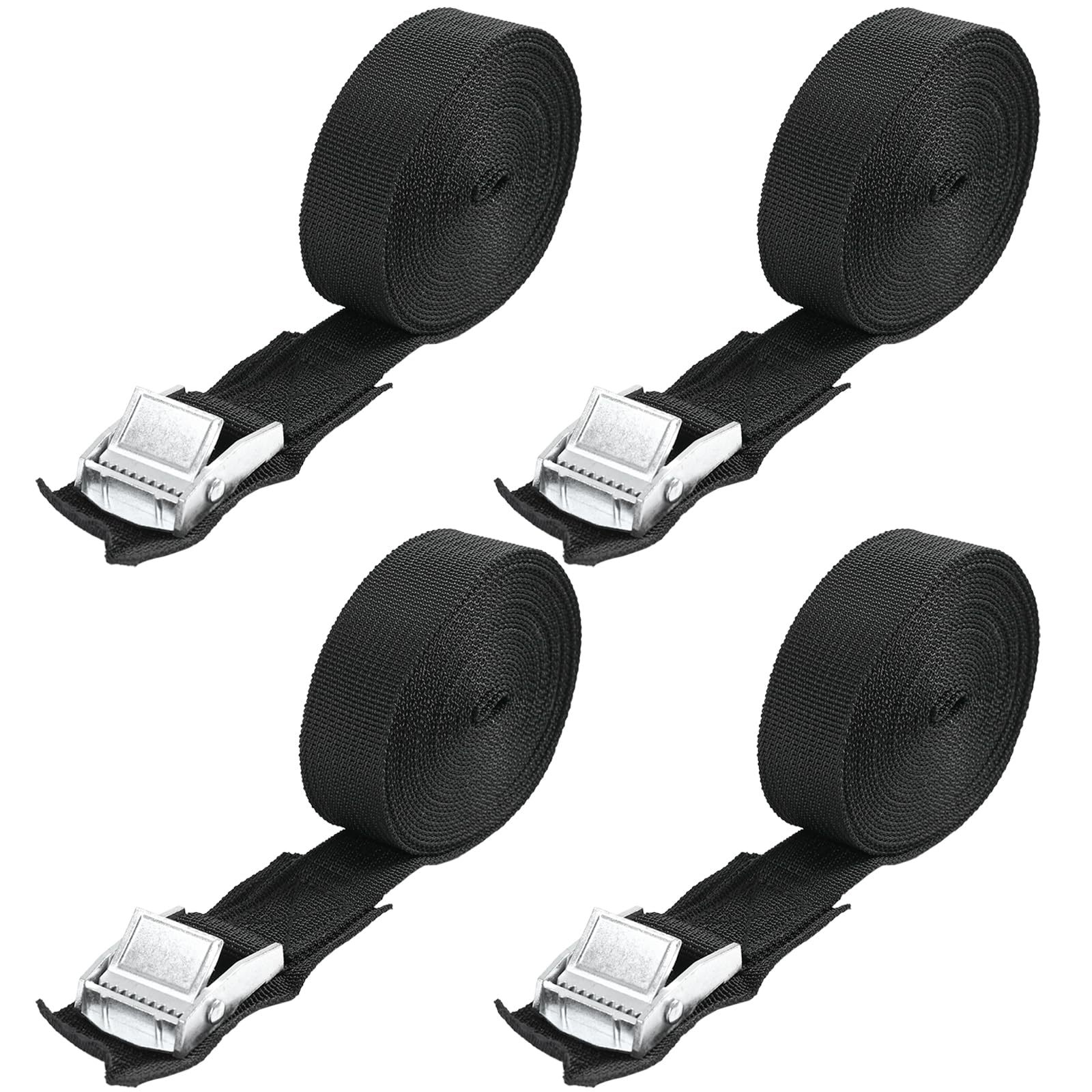 

Set of 4 Cargo Lashing 25mm Wide x 250kg Breaking Load Metal for and Preventing Ideal for and Earthquake Preparedness Multi-Purpose Straps, 4.5m Long,