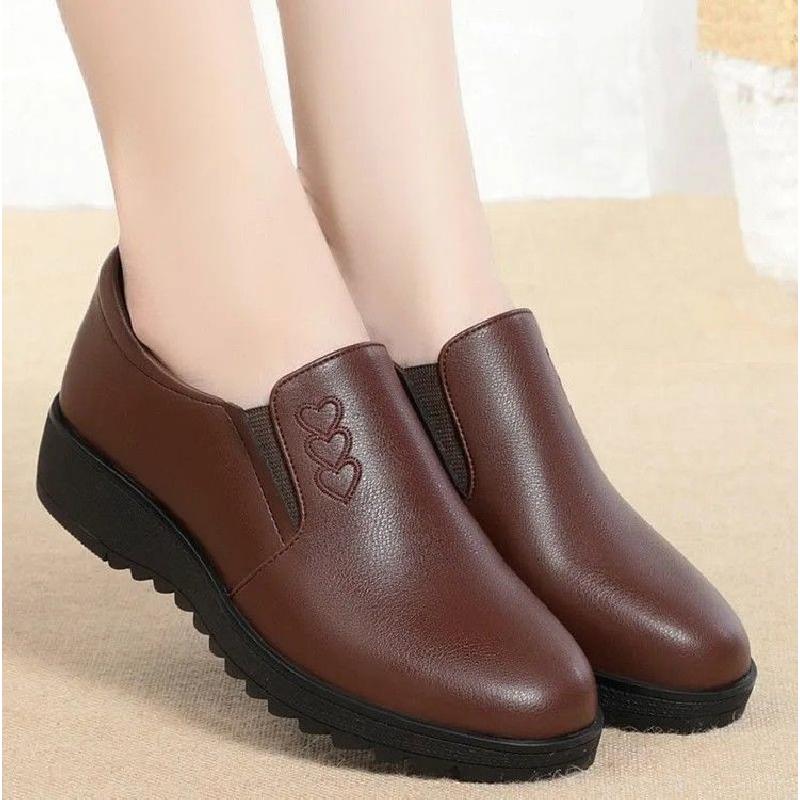 Winter Mama Schuhe - Weiches Leder Flexible Sohle Bequem Tiefer Spann Zum Hineinschlüpfen Flache Schuhe