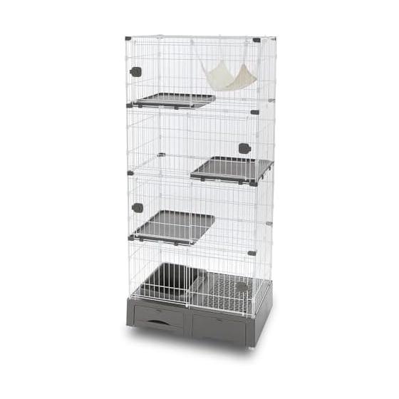 Iris Plaza System Toilet Integrated Cat Cage 4 Tiers with Hammock and Cat Litter Scoop Gray MB320GY