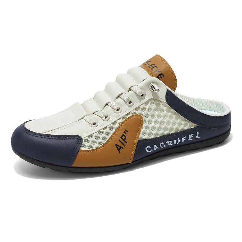 Baotou half slippers men's summer breathable men's shoes one pedal lazy shoes men's non-slip and deodorant heel sandals