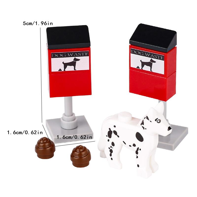 Kitchen Furniture Washing Machine Trash Can Pet Dog Figure Scene Accessories Small Particle Building Block Educational Toy