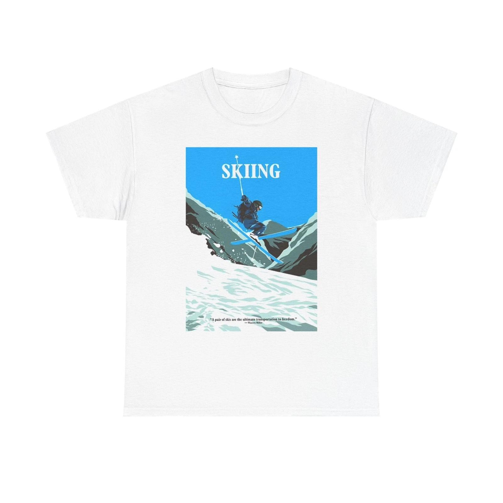 Men s and Women s T-shirts Skiing Graphic XL
