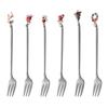 6PCS Christmas Spoons Coffee Cutlery Set Stainless Steel Cutlery Set Dessert Spoon Forks Christmas Gifts Elk Christmas Decoratio