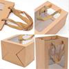 10pcs Gift Boxes With Clear Lids, Cowhide Color Kraft Paper Gift Bags With Handles,Transparent Window Bag Teacher'S Day Flowers Gift Bag