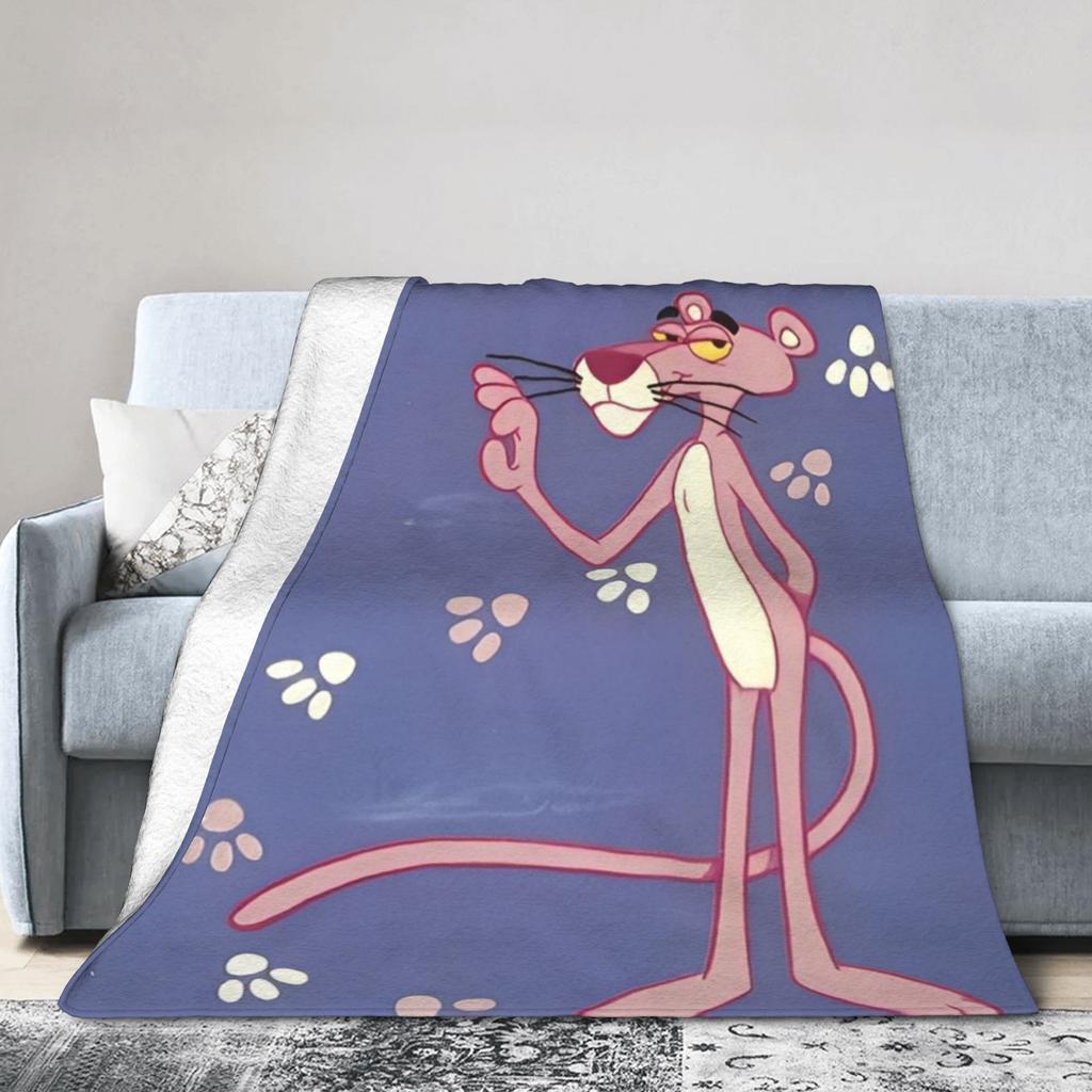 Pinks Panthers Cute Cartoon Blanket Cover Fleece Super Soft Throw Blankets for Bedroom Sofa Bedroom Quilt