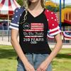 1776 0 2026 Women's Casual V-Neck Short Sleeve Pullover T-Shirt Independence Day Print