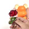 Exquisite Mini Colorful Crystal Rose Flower Vase Ornament Gift