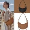 French Niche Design Hobo Bag Fashionable Lychee Pattern Semi Round Women's Sling Bag Casual PU Leather Zipper Ladies Shoulder Messenger Bag Saddle Bag