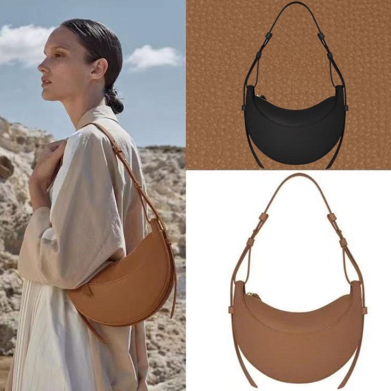French Niche Design Hobo Bag Fashionable Lychee Pattern Semi Round Women's Sling Bag Casual PU Leather Zipper Ladies Shoulder Messenger Bag Saddle Bag