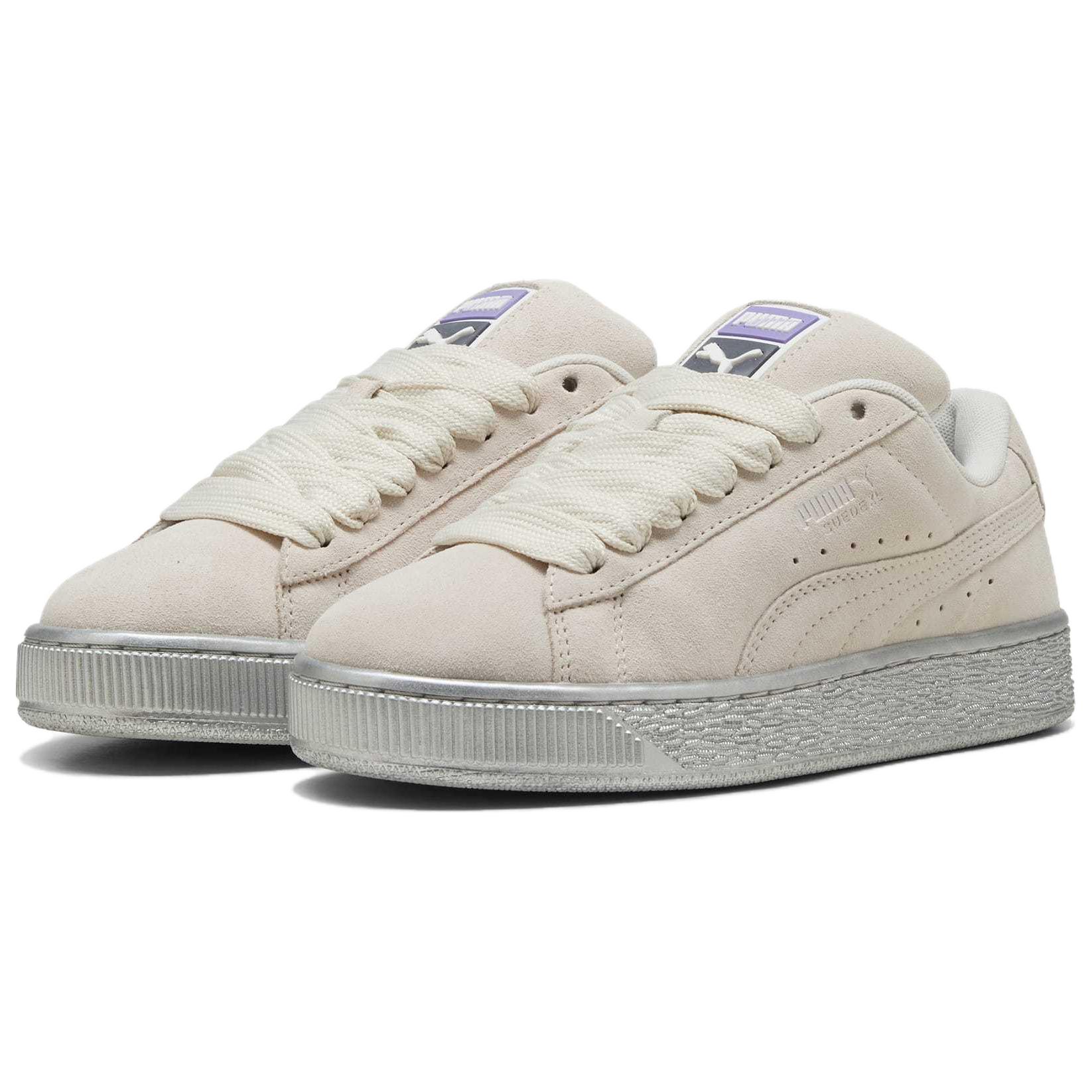 

New PUMA Anti Slip Wear Resistant Low Top Skateboard Shoes Women s Beige Silver 401594-01 38.5