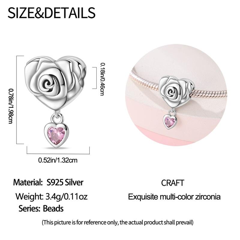 925 Silver Pink Color Cat's Paw Rabbit Elephant Zircon Dangle Charms Beads Pendant Fit Bracelet Necklace DIY Jewelry