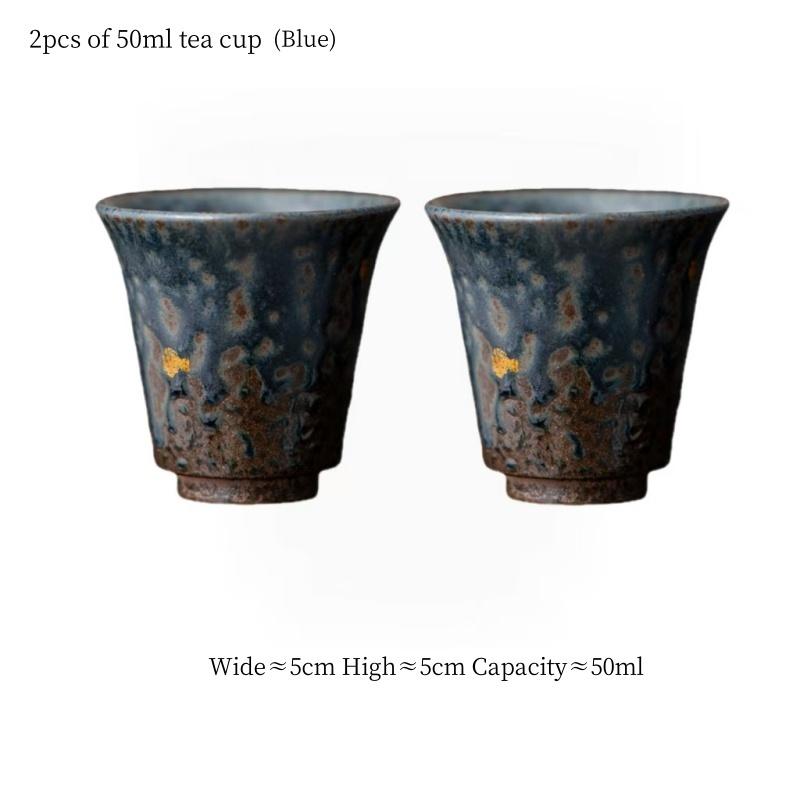 

50ML Old Rock Mud Handmade Tea Cup Tea Smelling Cup Gold Paint Decoration Tea Tasting Cup Kungfu Tea Set Chinese Retro Tea Cup 200ml