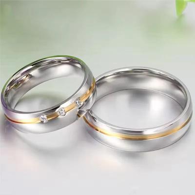 New Style Trendy Stainless Steel Couple Rings For Men Women Inlay Zirconia Rings Wedding Party Jewelry Valentines Day Gifts 6mm