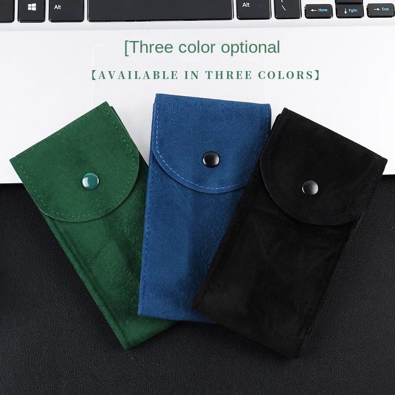 3 colors Portable Watch Bag Gift Shock-proof Press Button Short Velvet Snap Watch Packing Pouch green single storage box